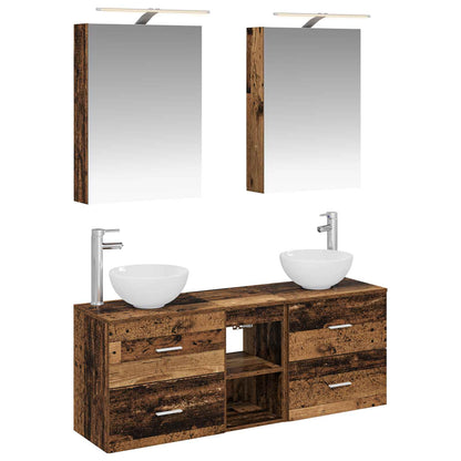 Bathroom Cabinet Set 5 pcs Old Wood 50 x 14.5 x 70 cm