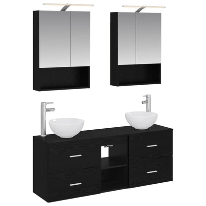 Bathroom Cabinet Set 5 pcs Black Oak 50 x 14.5 x 70 cm