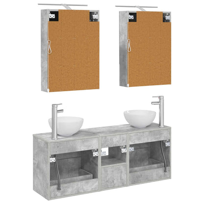 Bathroom Cabinet Set 5 pcs Concrete Grey 50 x 14.5 x 70 cm
