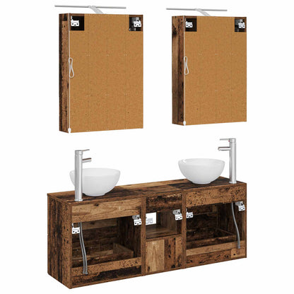 Bathroom Cabinet Set 5 pcs Old Wood 50 x 14.5 x 70 cm