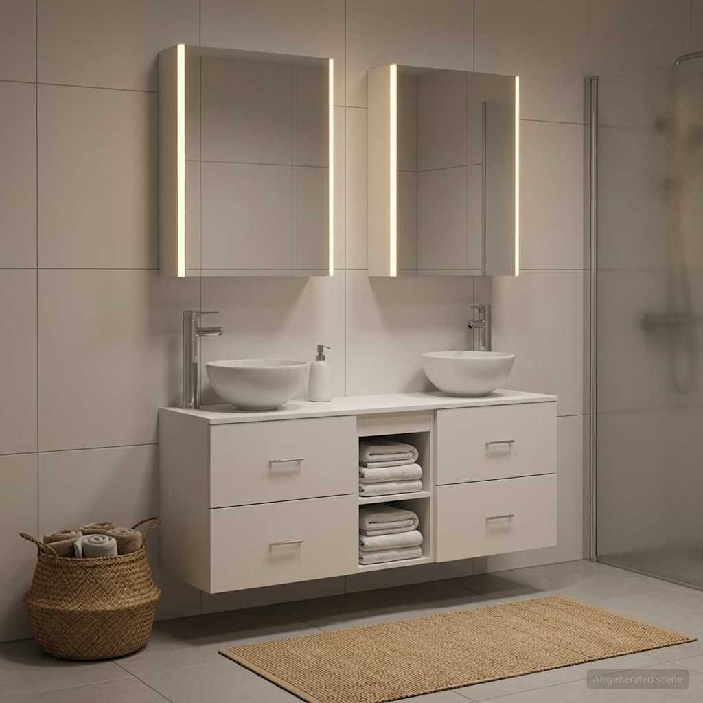 Bathroom Cabinet Set 5 pcs White Engineered Wood