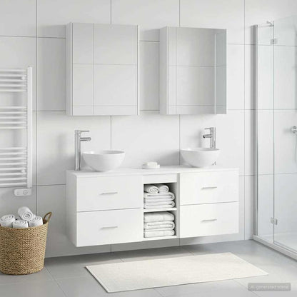 Bathroom Cabinet Set 5 pcs White Engineered Wood