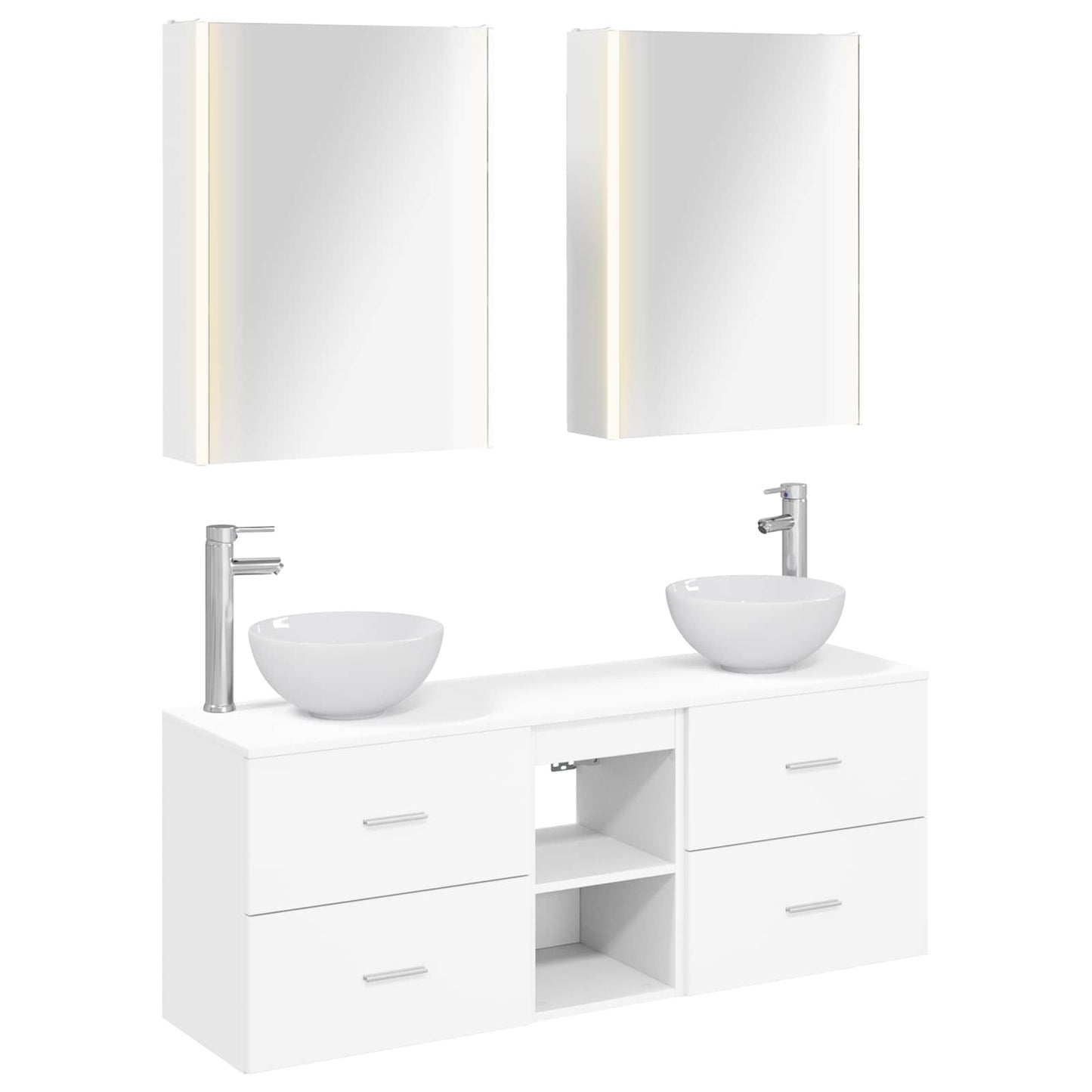Bathroom Cabinet Set 5 pcs White Engineered Wood
