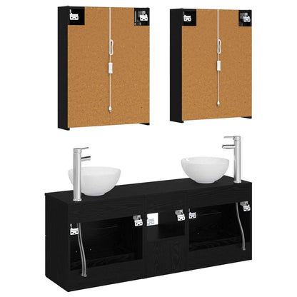 Bathroom Cabinet Set 5 pcs Black Oak 53 x 15.5 x 70 cm