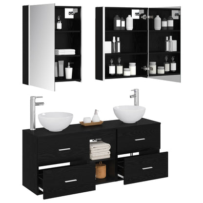 Bathroom Cabinet Set 5 pcs Black Oak 53 x 15.5 x 70 cm
