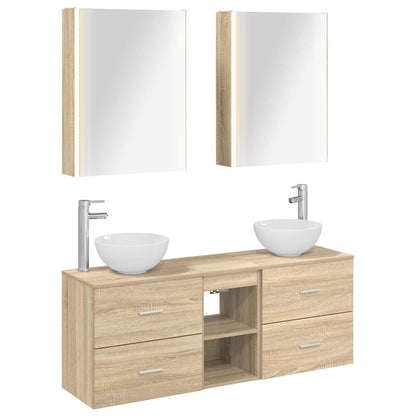 Bathroom Cabinet Set 5 pcs Sonoma Oak 53 x 15.5 x 70 cm