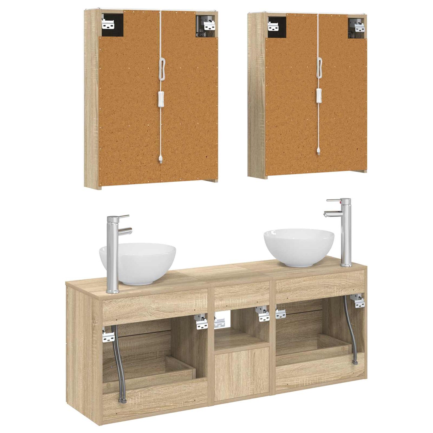 Bathroom Cabinet Set 5 pcs Sonoma Oak 53 x 15.5 x 70 cm