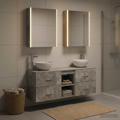 Bathroom Cabinet Set 5 pcs Concrete Grey Engineered Wood