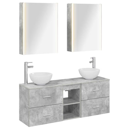 Bathroom Cabinet Set 5 pcs Concrete Grey 53 x 15.5 x 70 cm
