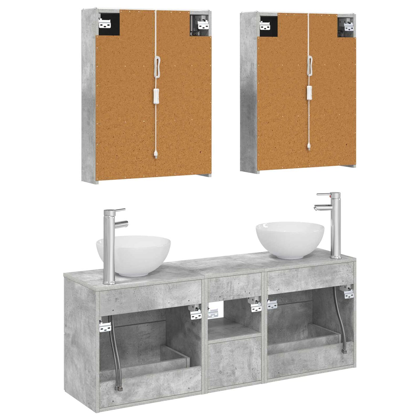 Bathroom Cabinet Set 5 pcs Concrete Grey 53 x 15.5 x 70 cm