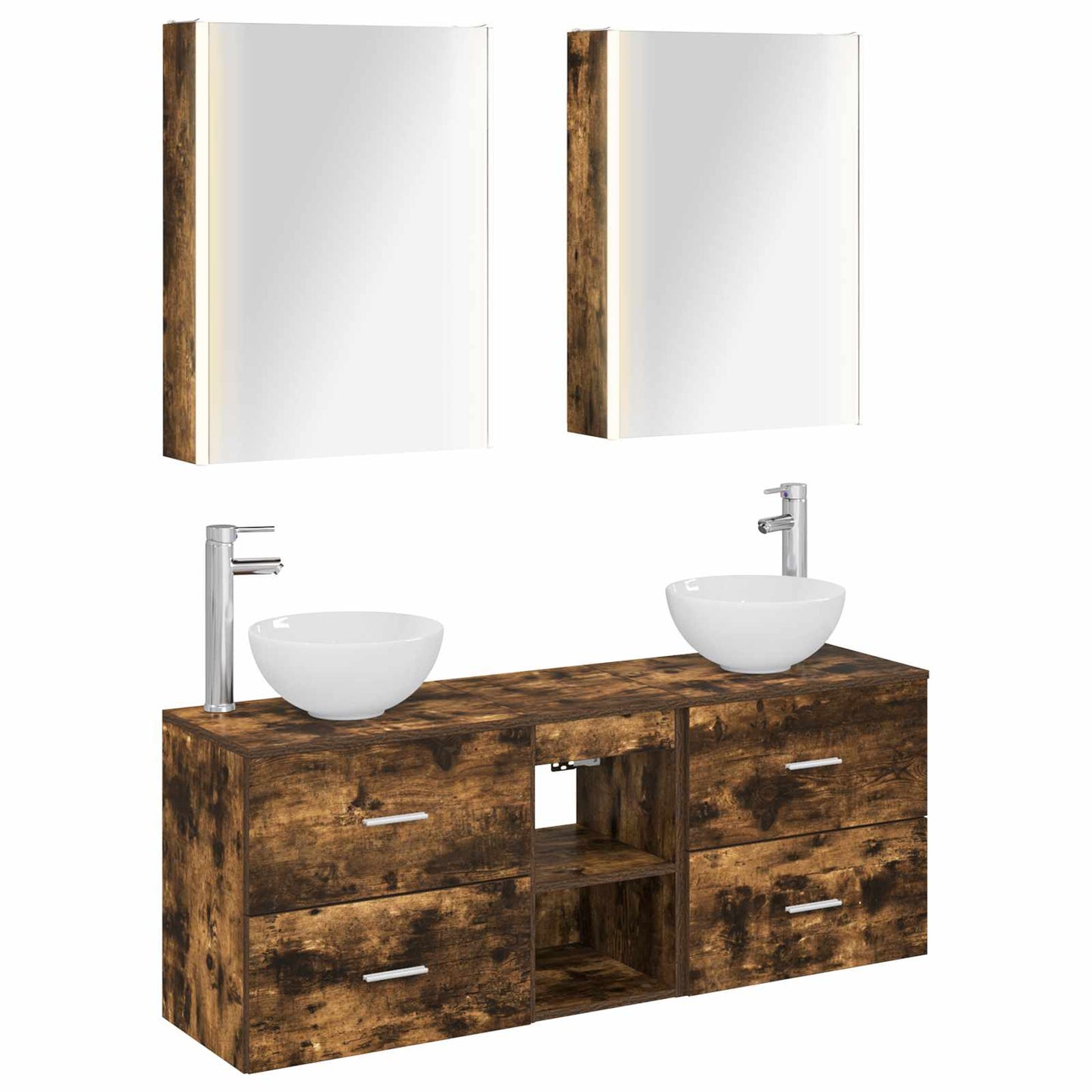Bathroom Cabinet Set 5 pcs Smoked Oak 53 x 15.5 x 70 cm