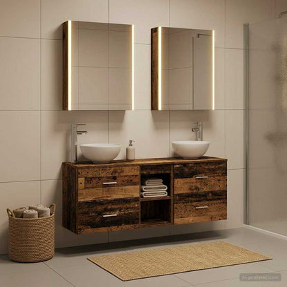 Bathroom Cabinet Set 5 pcs Old Wood Engineered Wood