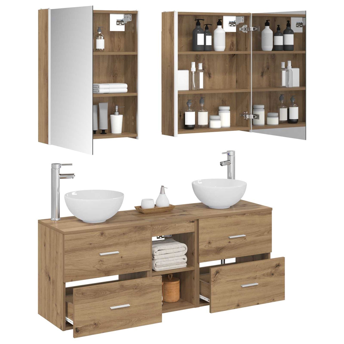 Bathroom Cabinet Set 5 pcs Artisan Oak Engineered Wood