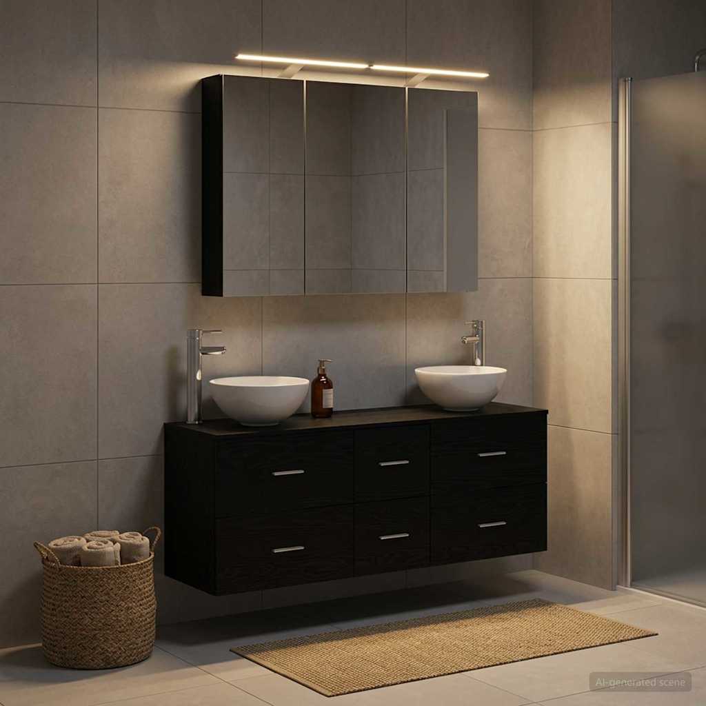 Bathroom Furniture Set 4 pcs Black Oak