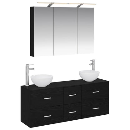 Bathroom Furniture Set 4 pcs Black Oak