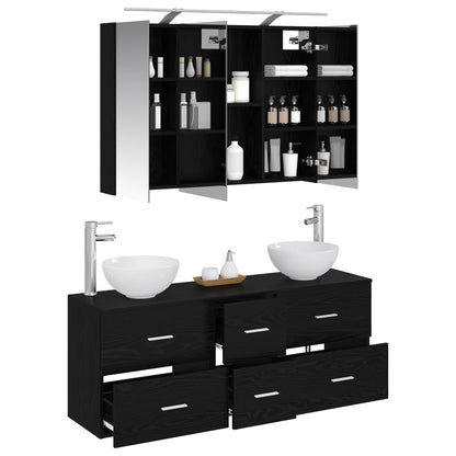 Bathroom Furniture Set 4 pcs Black Oak