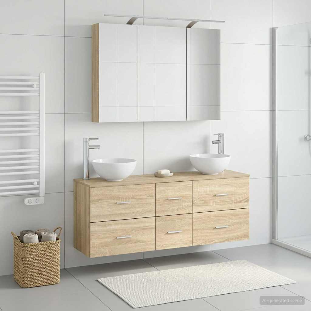 Bathroom Furniture Set 4 pcs Sonoma Oak