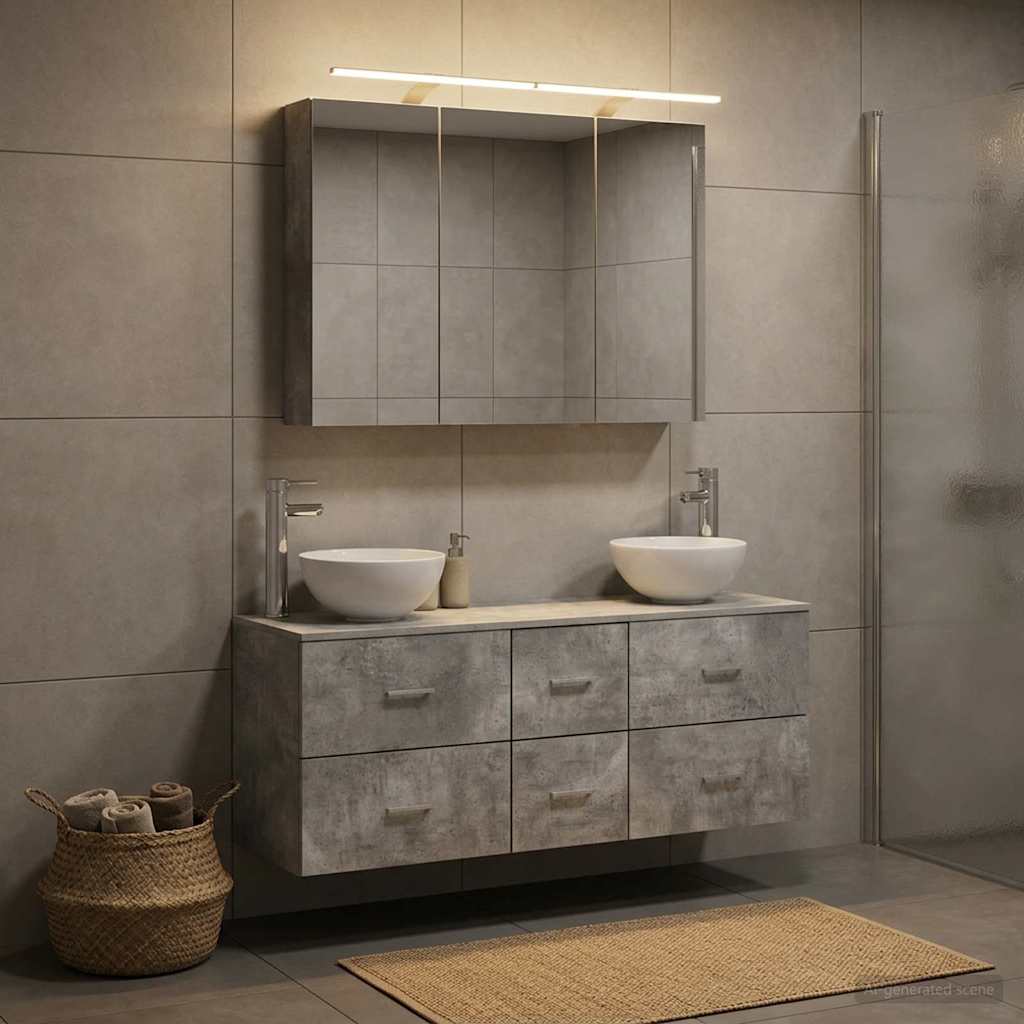 Bathroom Furniture Set 4 pcs Concrete Grey