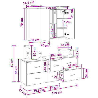 Bathroom Furniture Set 4 pcs Concrete Grey