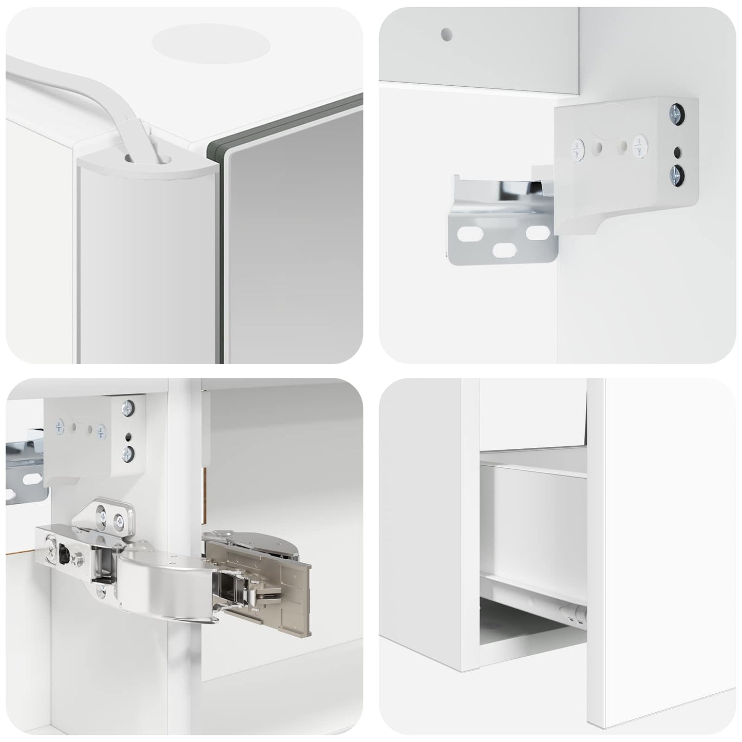 Bathroom Furniture Set 4 pcs White Engineered Wood and Glass
