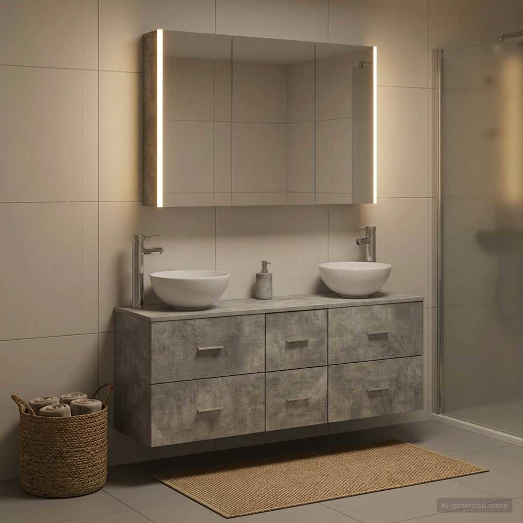 Bathroom Furniture Set 4 pcs Concrete Grey