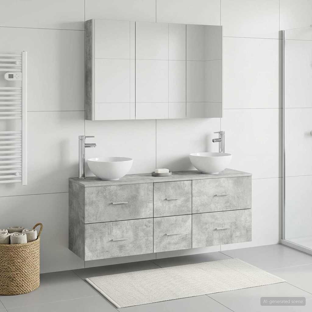 Bathroom Furniture Set 4 pcs Concrete Grey