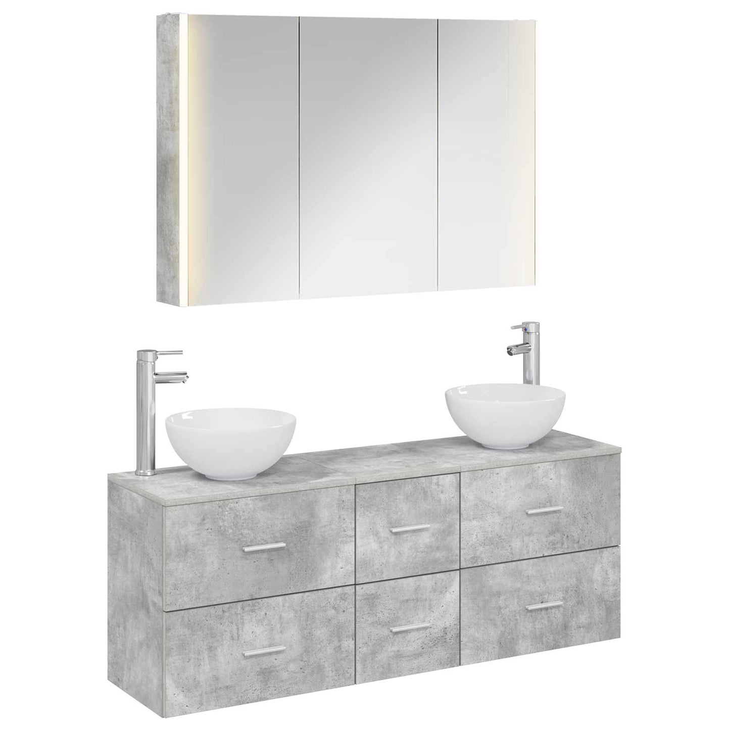 Bathroom Furniture Set 4 pcs Concrete Grey