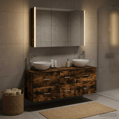 Bathroom Furniture Set 4 pcs Smoked Oak