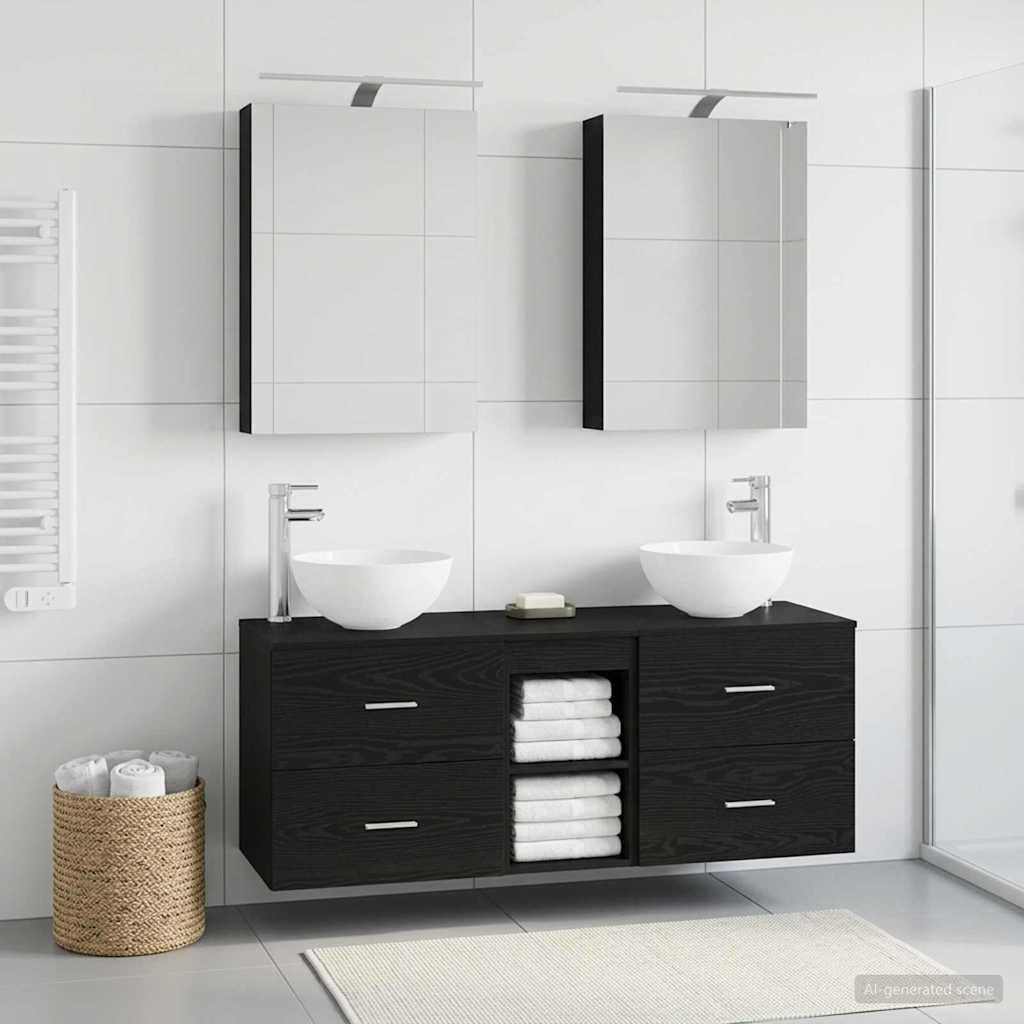 Bathroom Furniture Set 5 pcs Black Oak