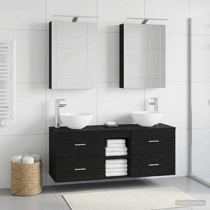 Bathroom Furniture Set 5 pcs Black Oak