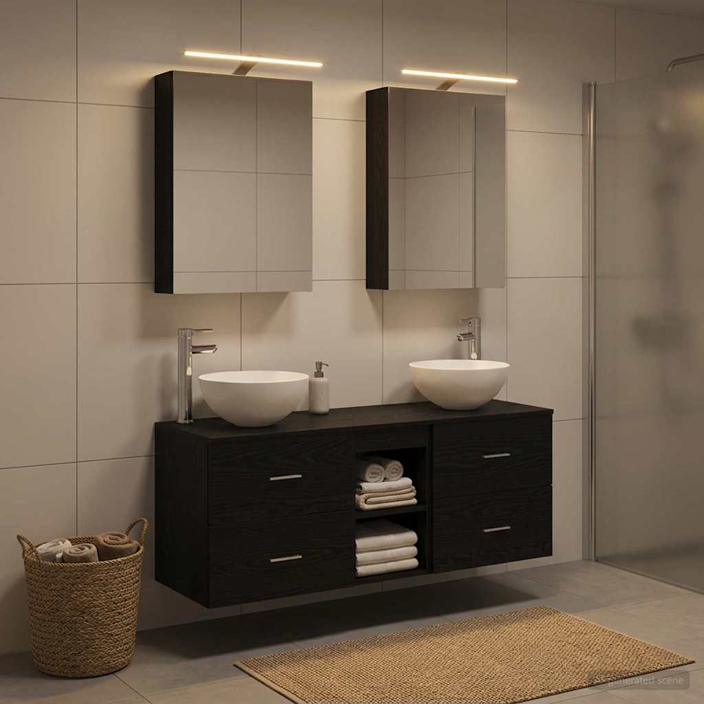 Bathroom Furniture Set 5 pcs Black Oak