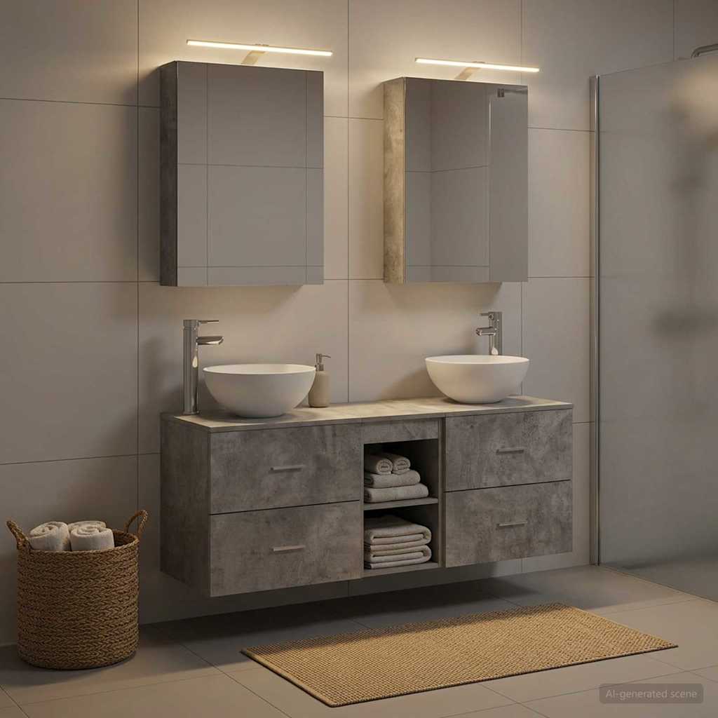 Bathroom Furniture Set 5 pcs Concrete Grey