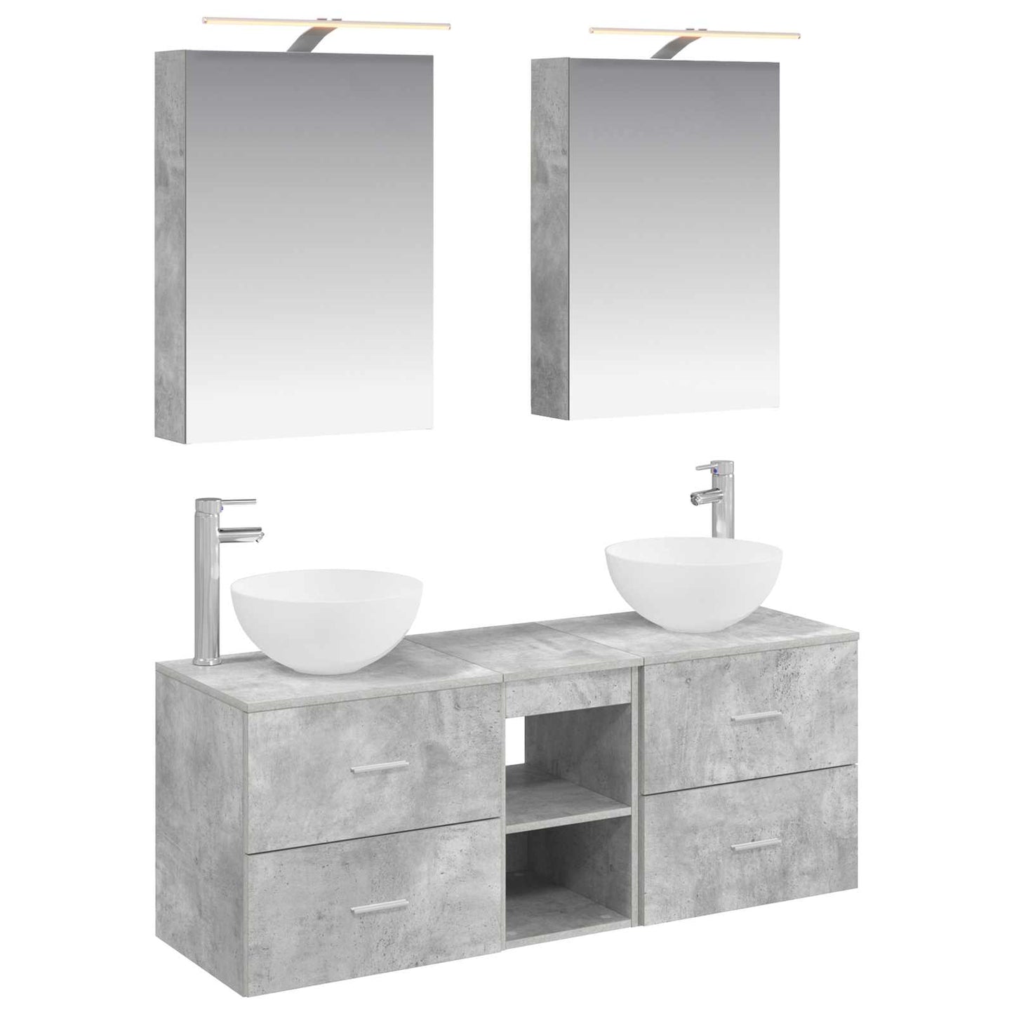 Bathroom Furniture Set 5 pcs Concrete Grey