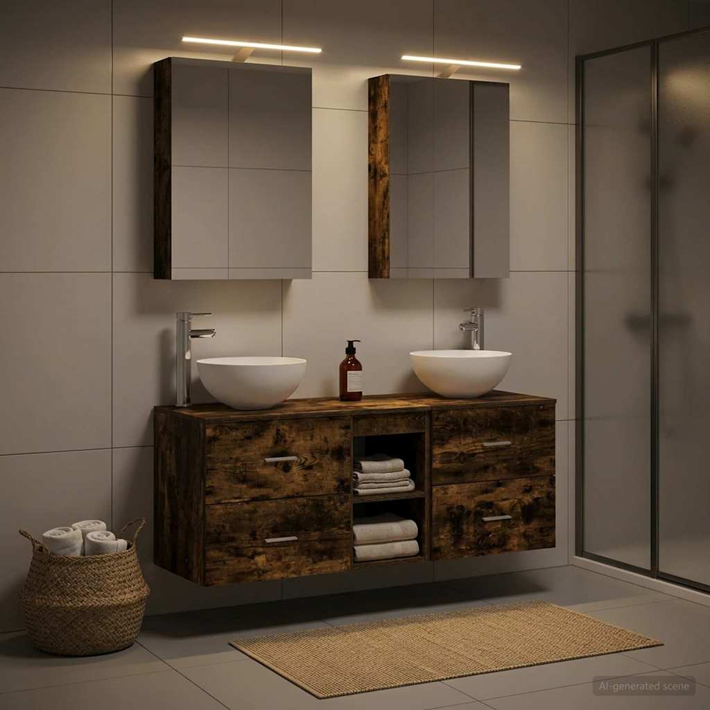 Bathroom Furniture Set 5 pcs Smoked Oak