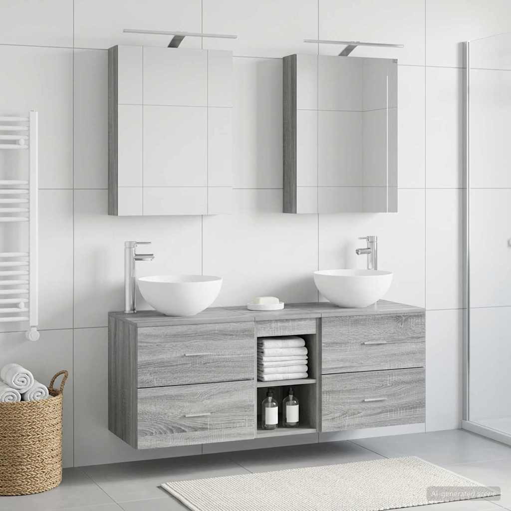 Bathroom Furniture Set 5 pcs Grey Sonoma