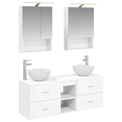 Bathroom Furniture Set 5 pcs White Engineered Wood and Glass