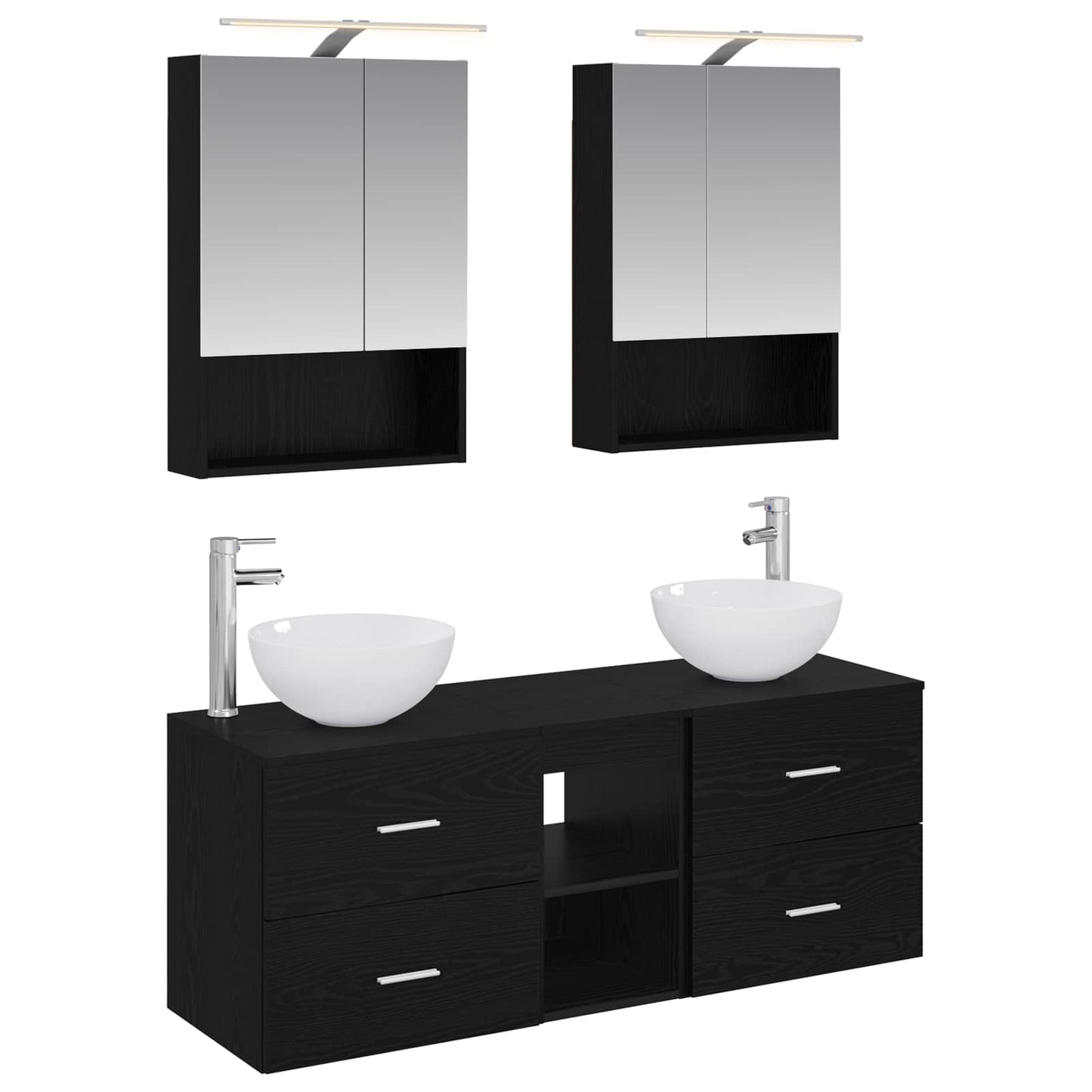 Bathroom Furniture Set 5 pcs Black Oak
