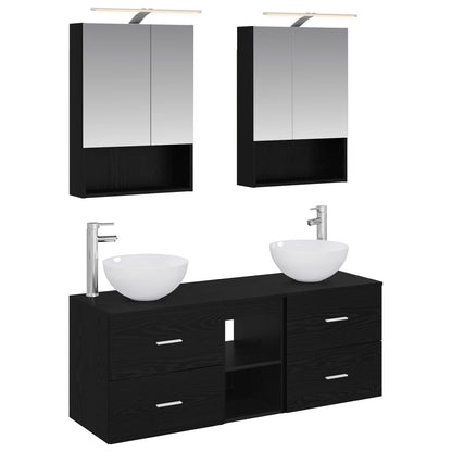 Bathroom Furniture Set 5 pcs Black Oak