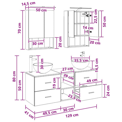 Bathroom Furniture Set 5 pcs Black Oak