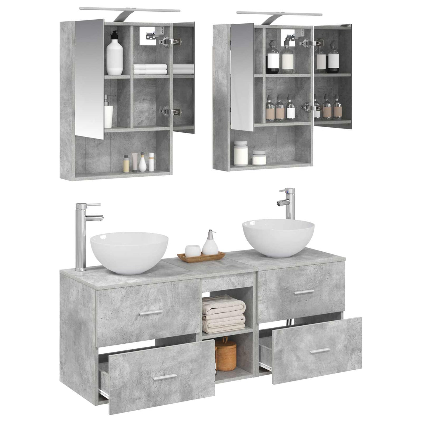 Bathroom Furniture Set 5 pcs Concrete Grey