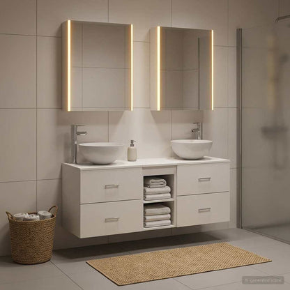 Bathroom Furniture Set 5 pcs White Engineered Wood and Glass