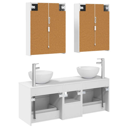 Bathroom Furniture Set 5 pcs White Engineered Wood and Glass