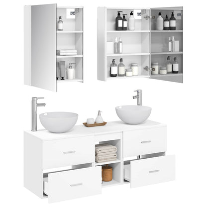 Bathroom Furniture Set 5 pcs White Engineered Wood and Glass