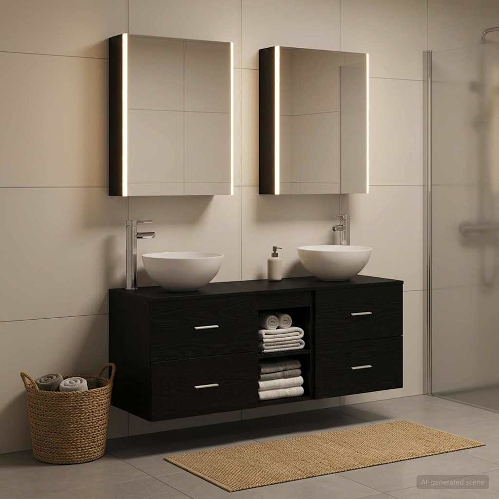 Bathroom Furniture Set 5 pcs Black Oak