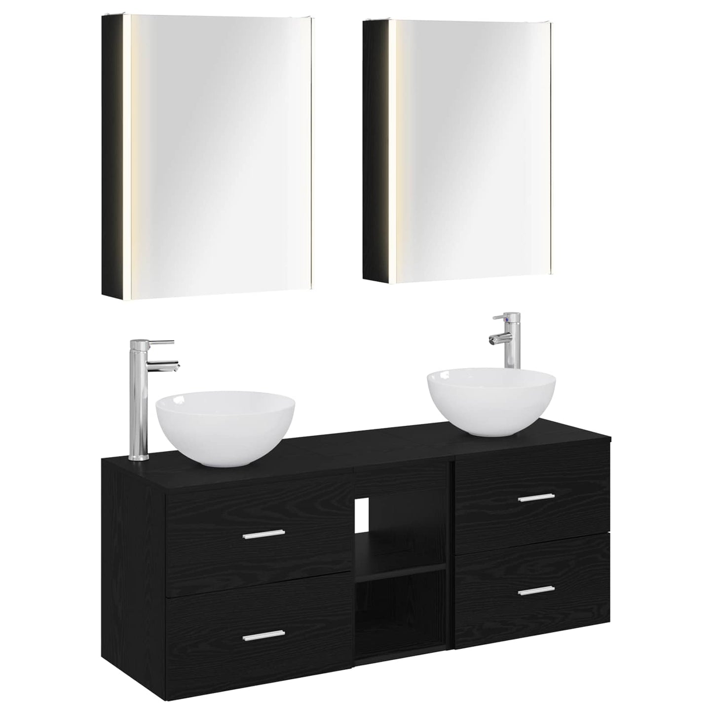 Bathroom Furniture Set 5 pcs Black Oak