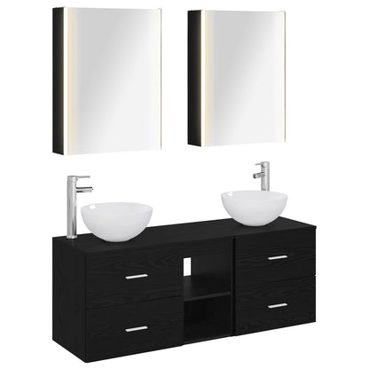 Bathroom Furniture Set 5 pcs Black Oak