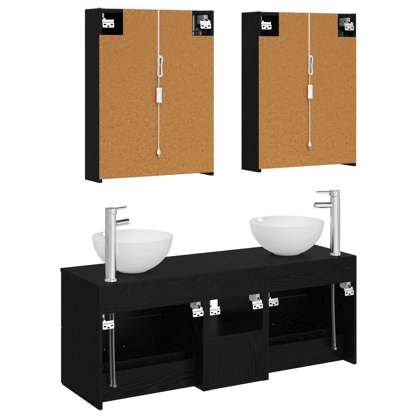 Bathroom Furniture Set 5 pcs Black Oak