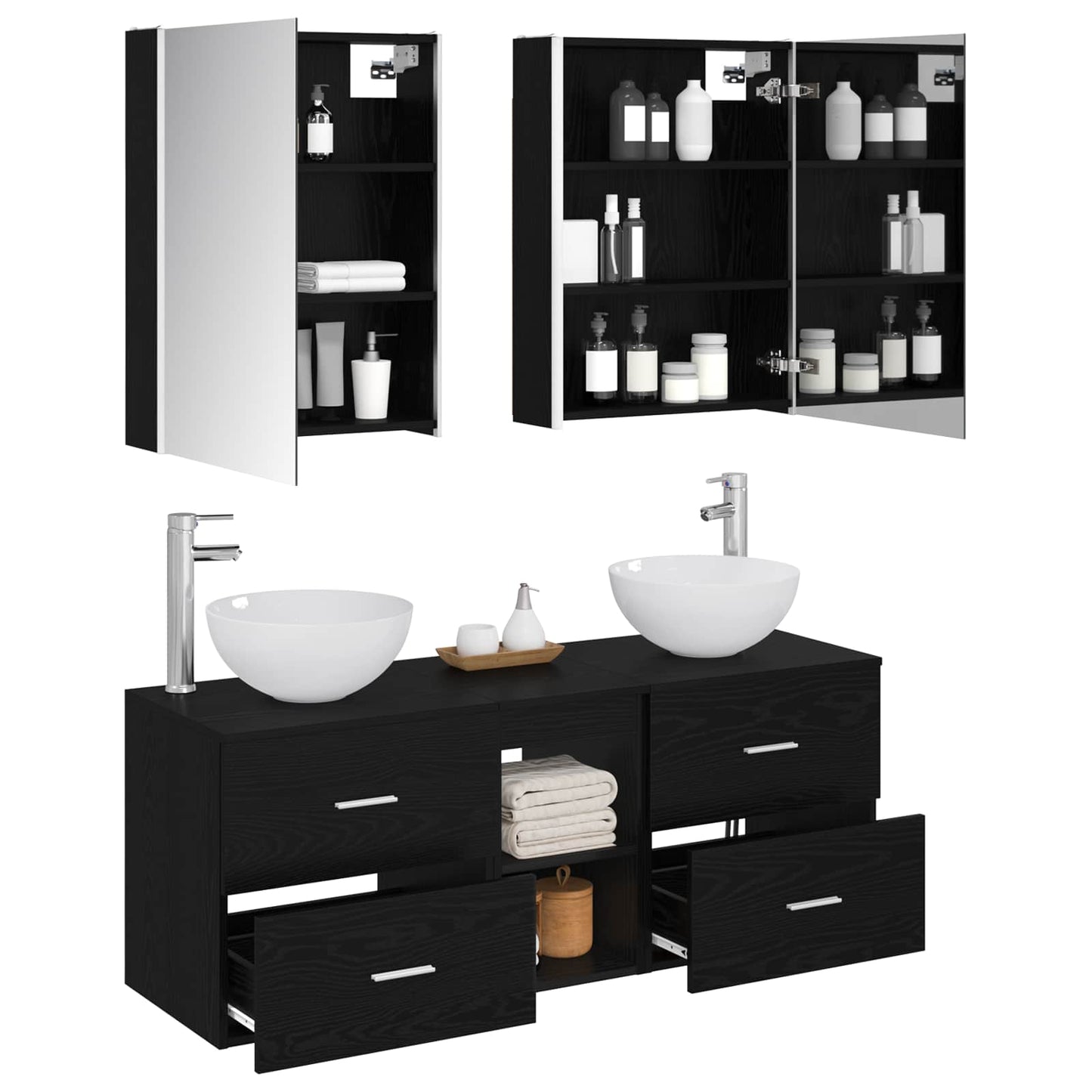 Bathroom Furniture Set 5 pcs Black Oak