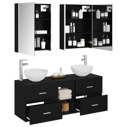 Bathroom Furniture Set 5 pcs Black Oak