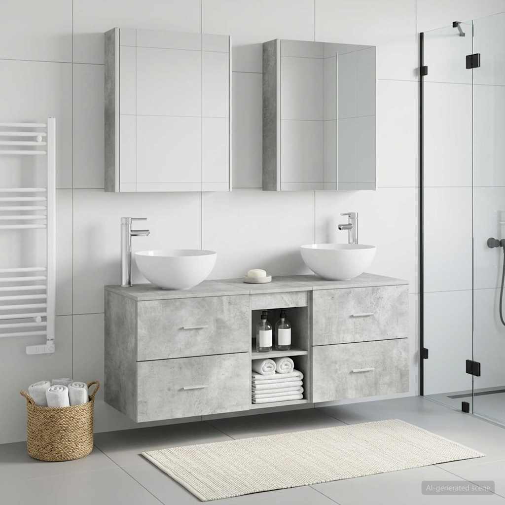Bathroom Furniture Set 5 pcs Concrete Grey